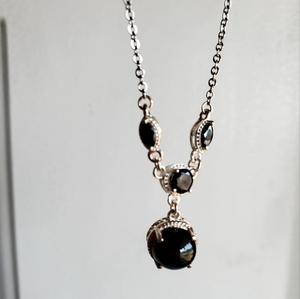 Silver‎ Look with Black Stones STS 925 Stamped on Pendant Only NWT